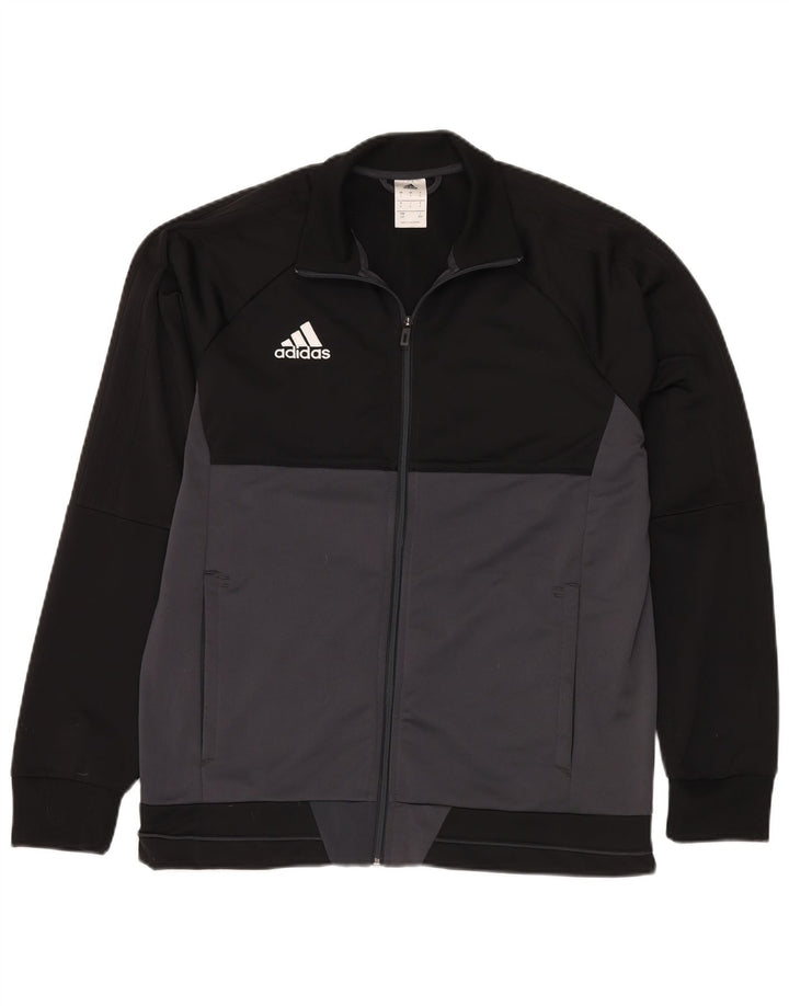 ADIDAS Mens Tracksuit Top Jacket Grande Preto Colourblock Poliéster