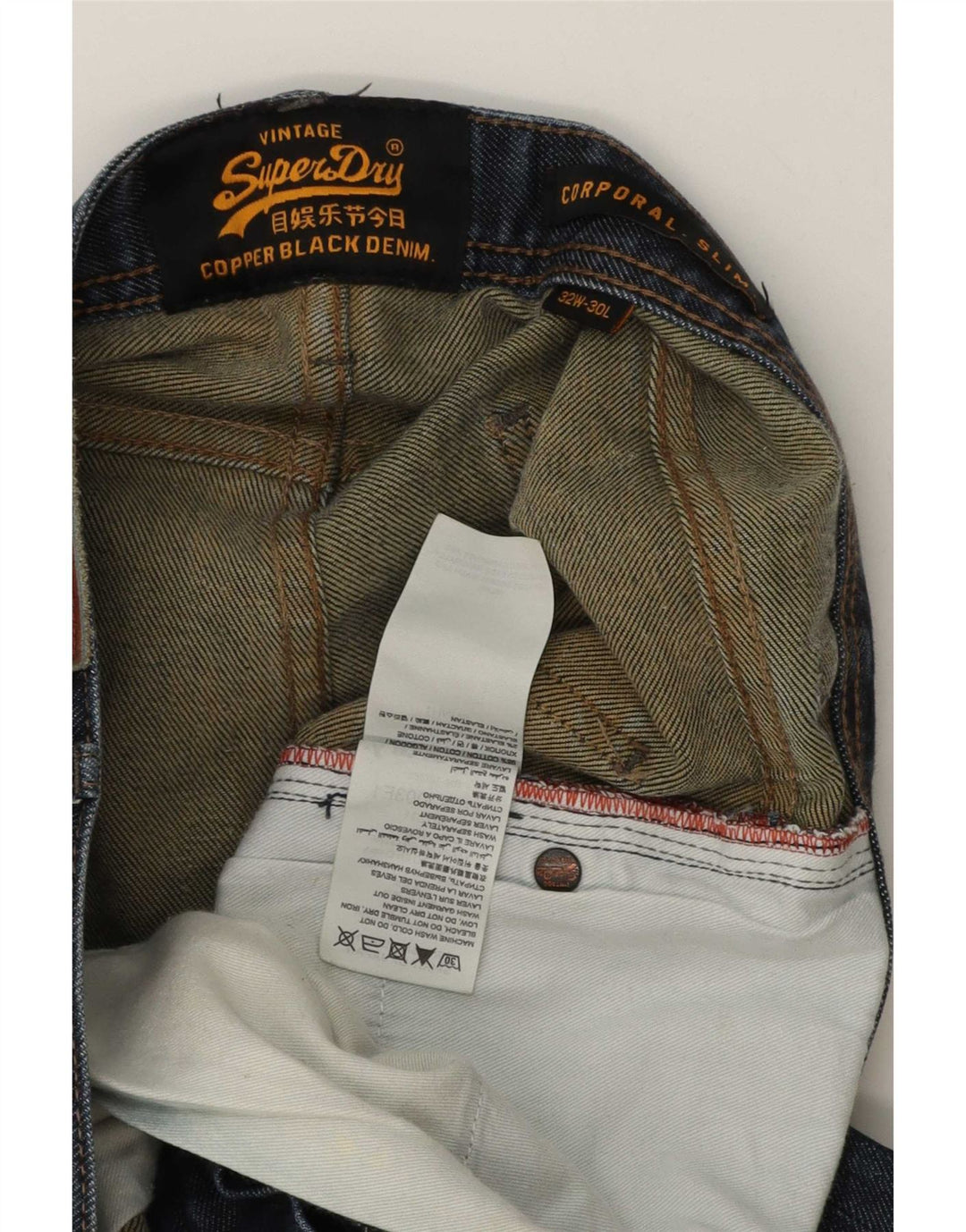 Jeans Superdry Masculino Slim W32 L30 Azul Algodão