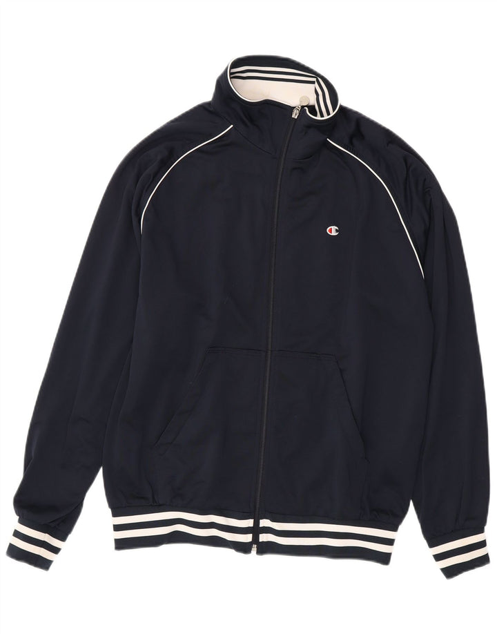 Champion Mens Treino Top Jaqueta Médio Azul Marinho Listrado Esportes