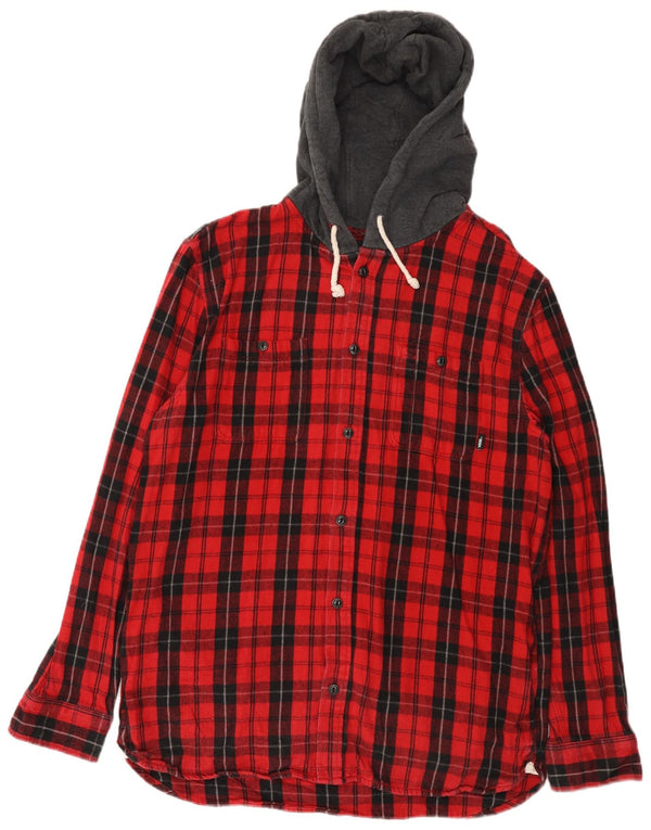 Vans Mens Classic Fit Camisa de flanela com capuz XL Red Check Cotton