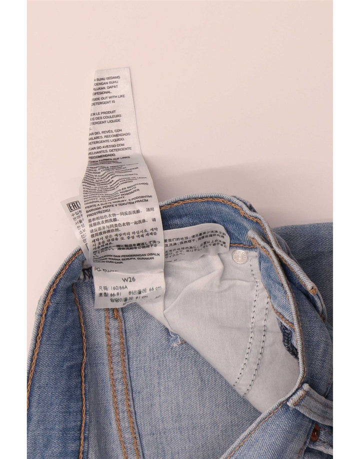 Shorts jeans feminino Levi's desgastado pequeno W26 algodão azul