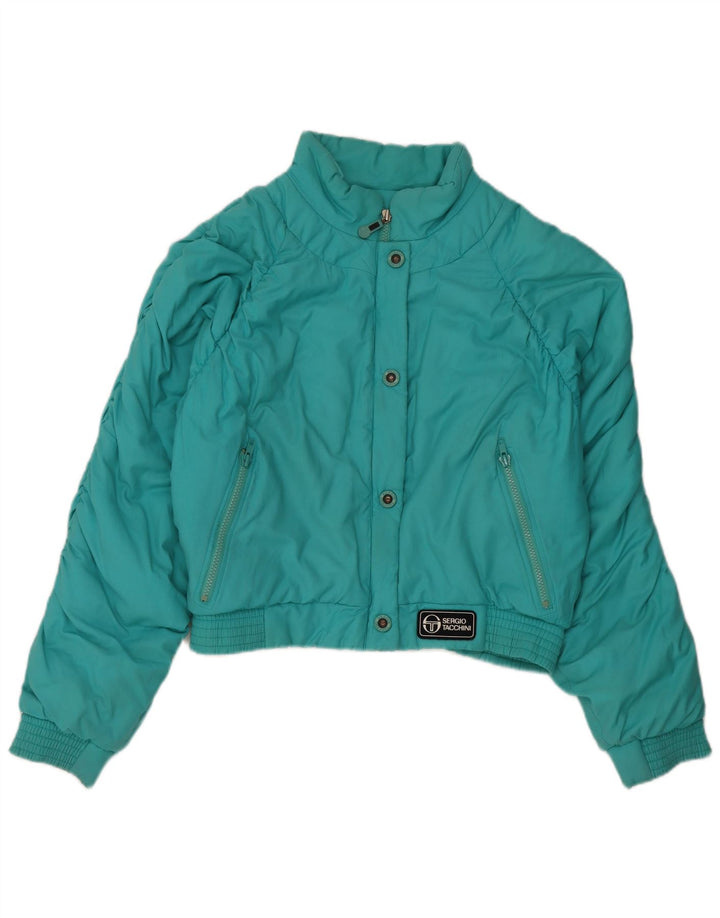 Jaqueta acolchoada feminina Sergio Tacchini com ajuste solto IT 42 médio turquesa