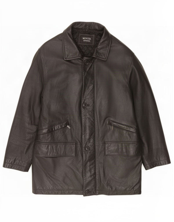 Casaco de couro masculino Montes UK 38 médio preto