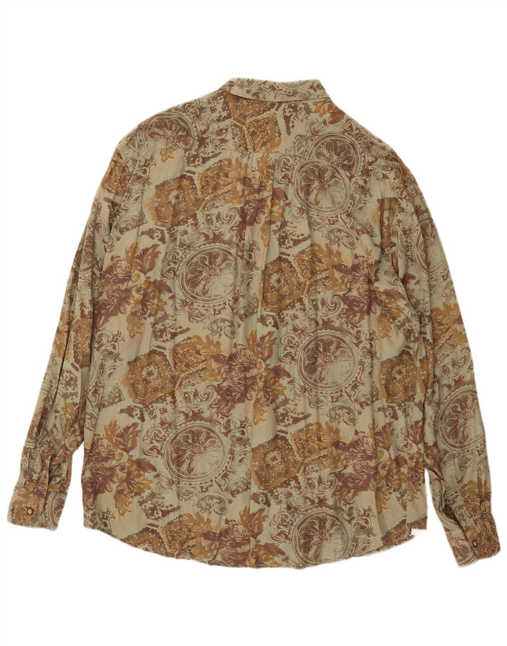 Camisa masculina Massaro grande cáqui floral