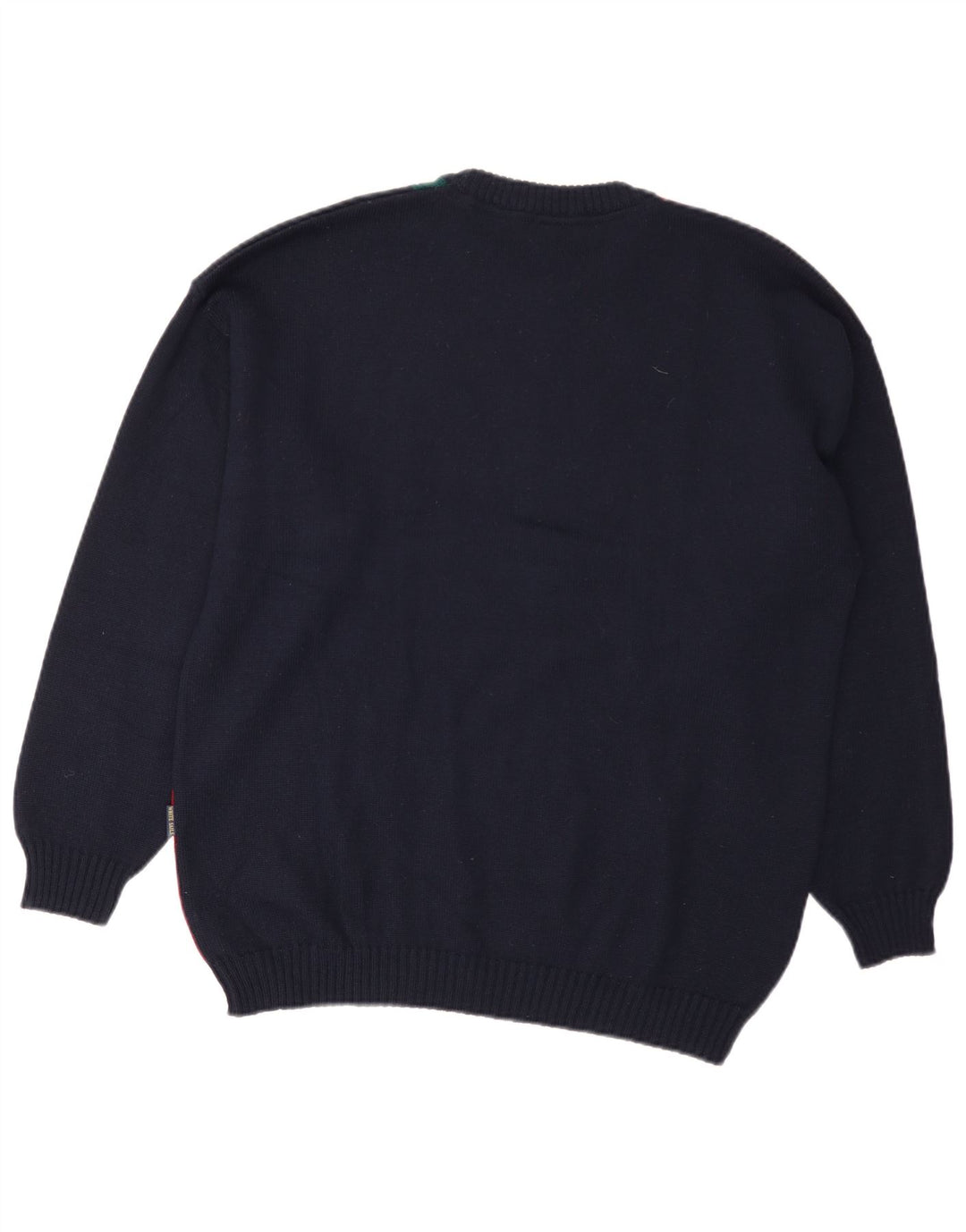 Suéter masculino branco Sails com gola redonda, grande lã colorblock azul marinho