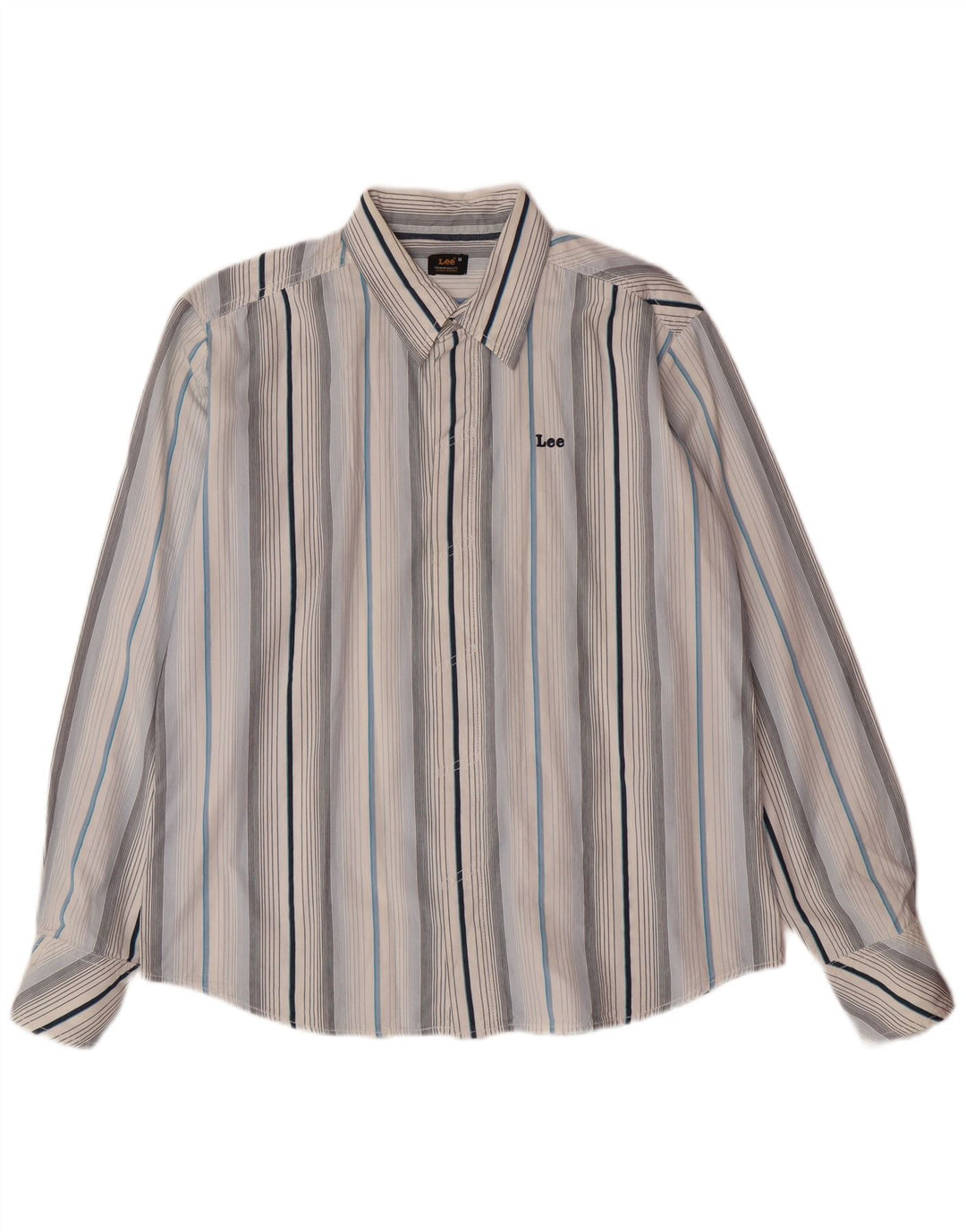 Camisa masculina LEE de algodão listrado azul médio