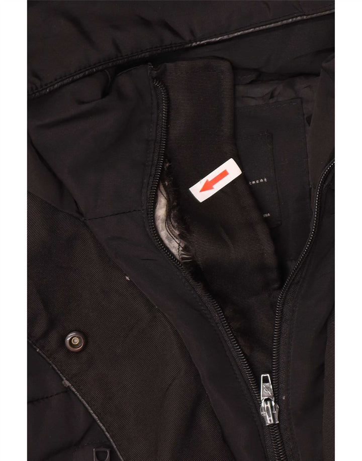 Casaco acolchoado com capuz feminino Zara UK 14 médio preto