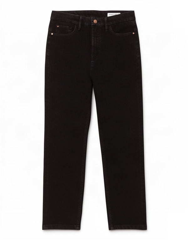 Calça jeans reta feminina Marks & Spencer UK 12 médio W30 L26 preto