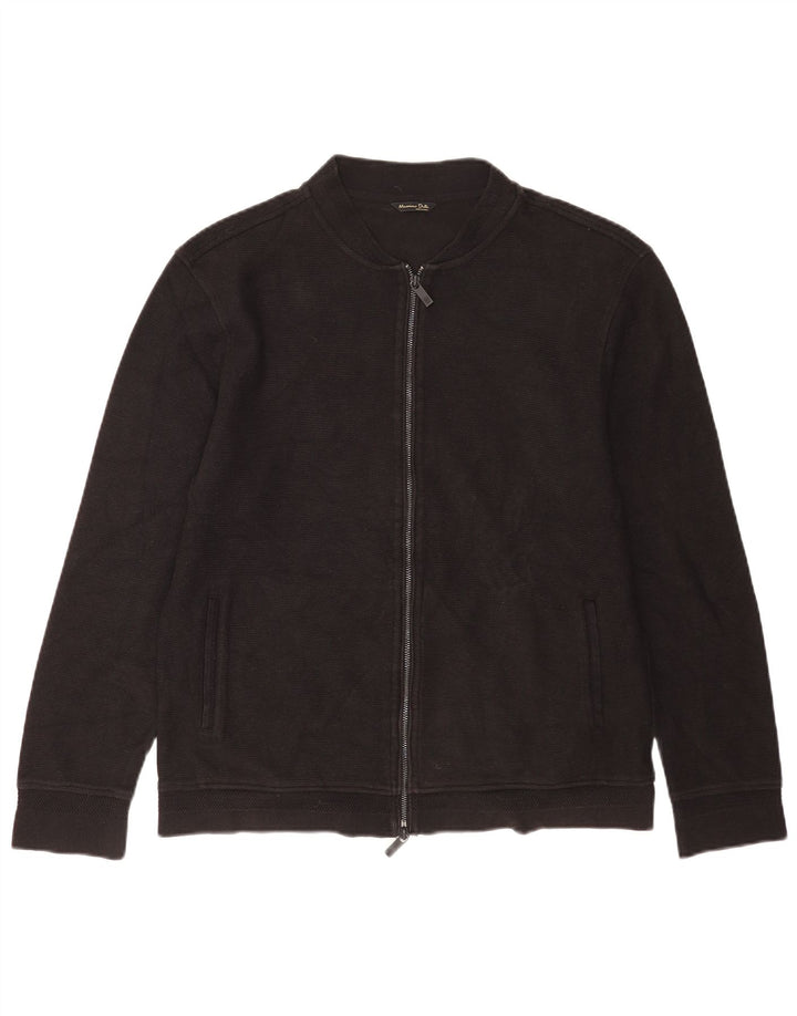 Suéter cardigã masculino Massimo Dutti grande algodão preto