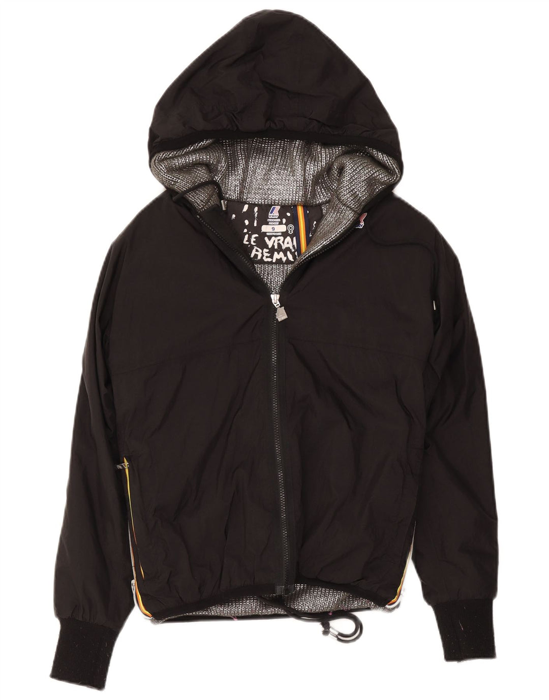 Casaco corta-vento com capuz feminino K-Way 8-9 anos poliéster preto
