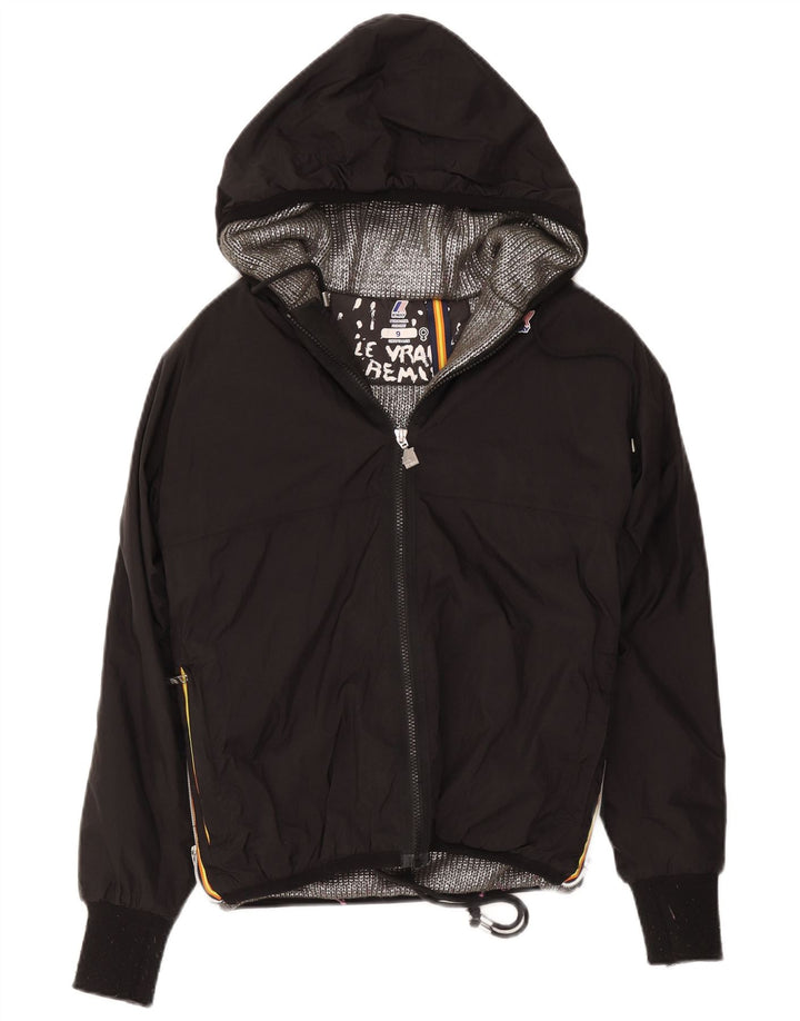 Casaco corta-vento com capuz feminino K-Way 8-9 anos poliéster preto