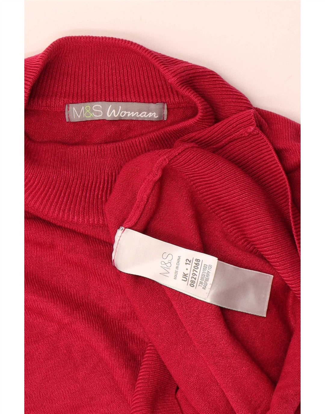 Suéter feminino Marks & Spencer com gola tartaruga Reino Unido 12 acrílico vermelho médio