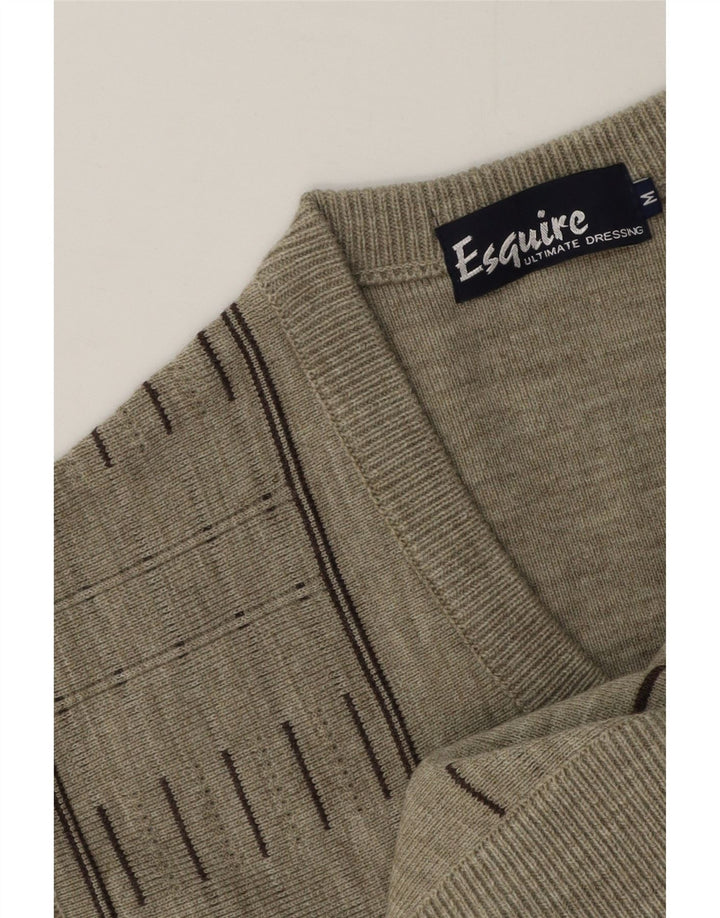 Regata masculina vintage com colete médio cinza geométrico