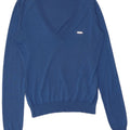 Suéter feminino Dsquared2 com decote em V Reino Unido 12 seda azul médio