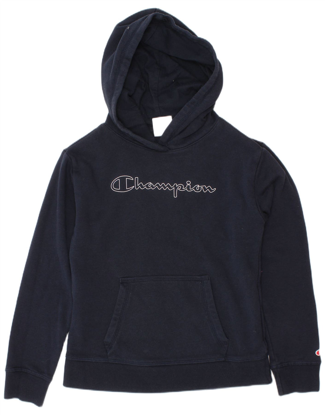 CHAMPION Suéter feminino com capuz gráfico 9-10 anos médio azul marinho algodão