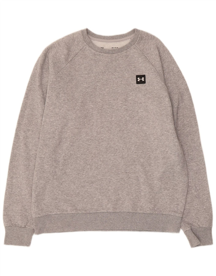 UNDER ARMOUR Suéter masculino Cold Gear moletom médio cinza manchado de algodão