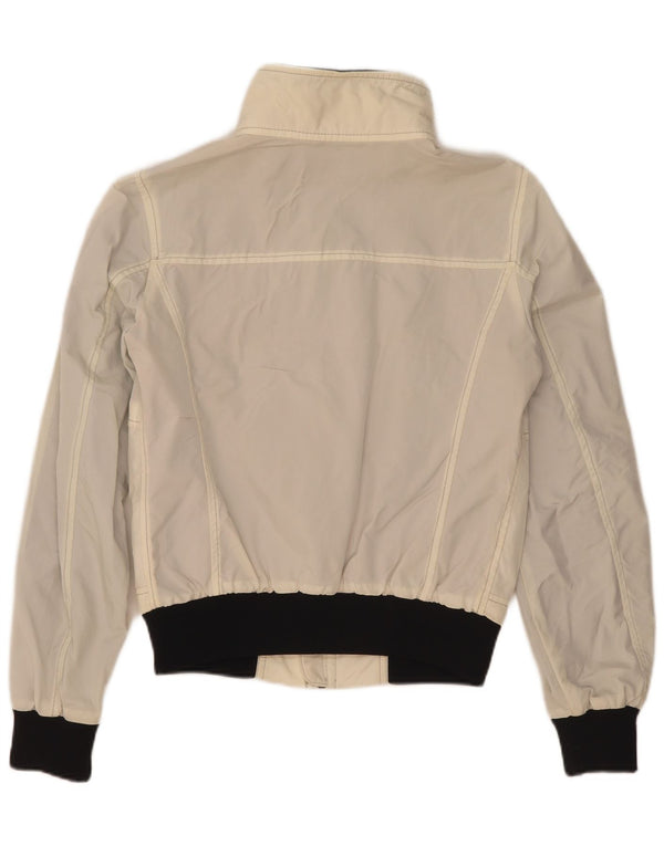 Jaqueta feminina Refrigiwear Cruz Bomber UK 14 grande branco colorblock nylon