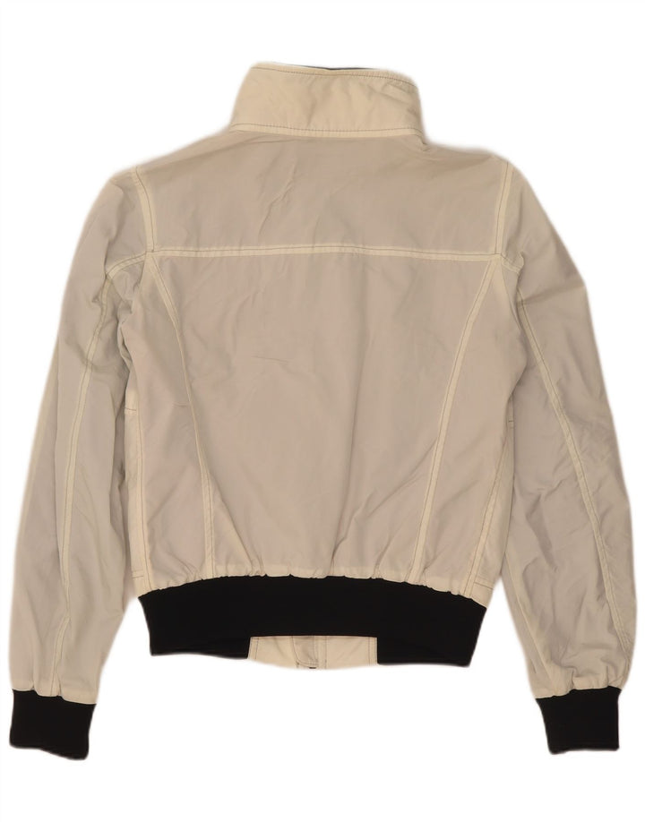 Jaqueta feminina Refrigiwear Cruz Bomber UK 14 grande branco colorblock nylon