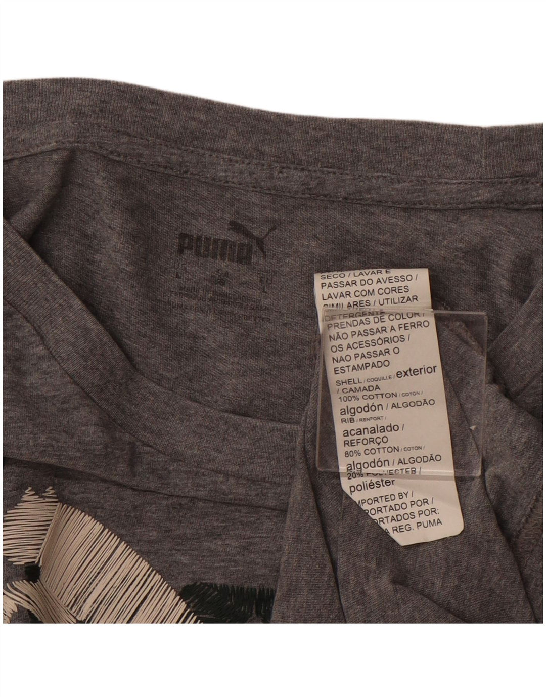 Camiseta feminina PUMA com estampa gráfica UK 16 grande algodão cinza