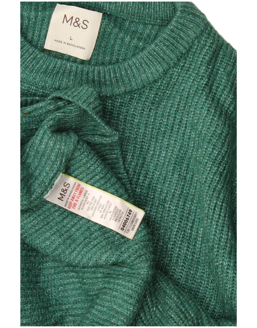 Suéter masculino Marks & Spencer com gola redonda, grande poliamida verde