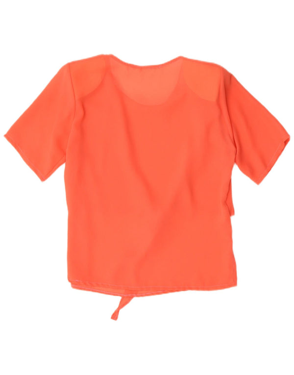 Blusa oversized feminina vintage UK 10 pequena poliamida laranja