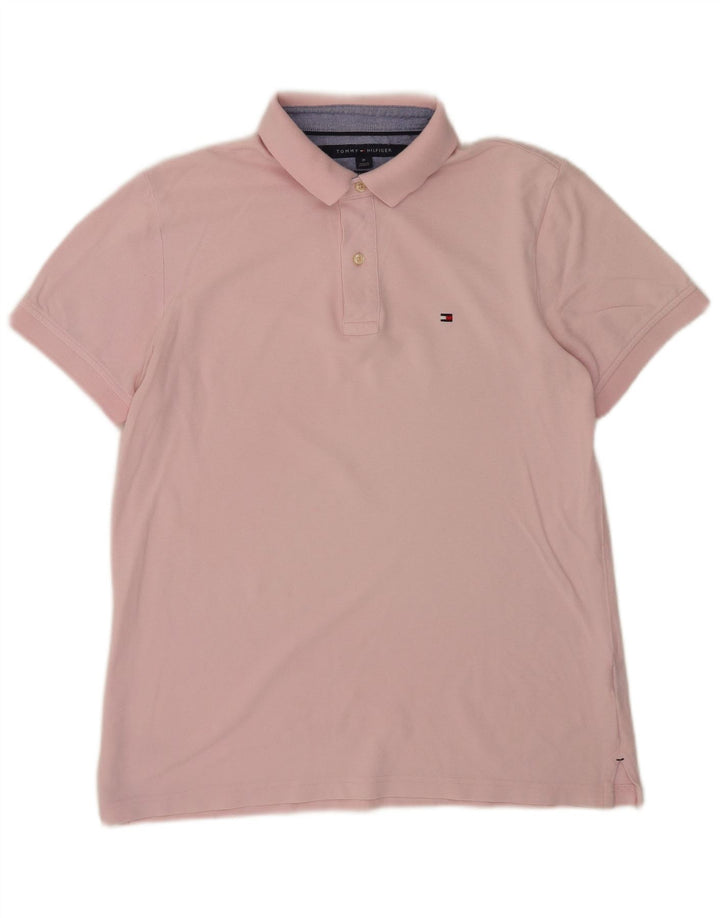 Camisa polo masculina Tommy Hilfiger Custom Fit rosa médio
