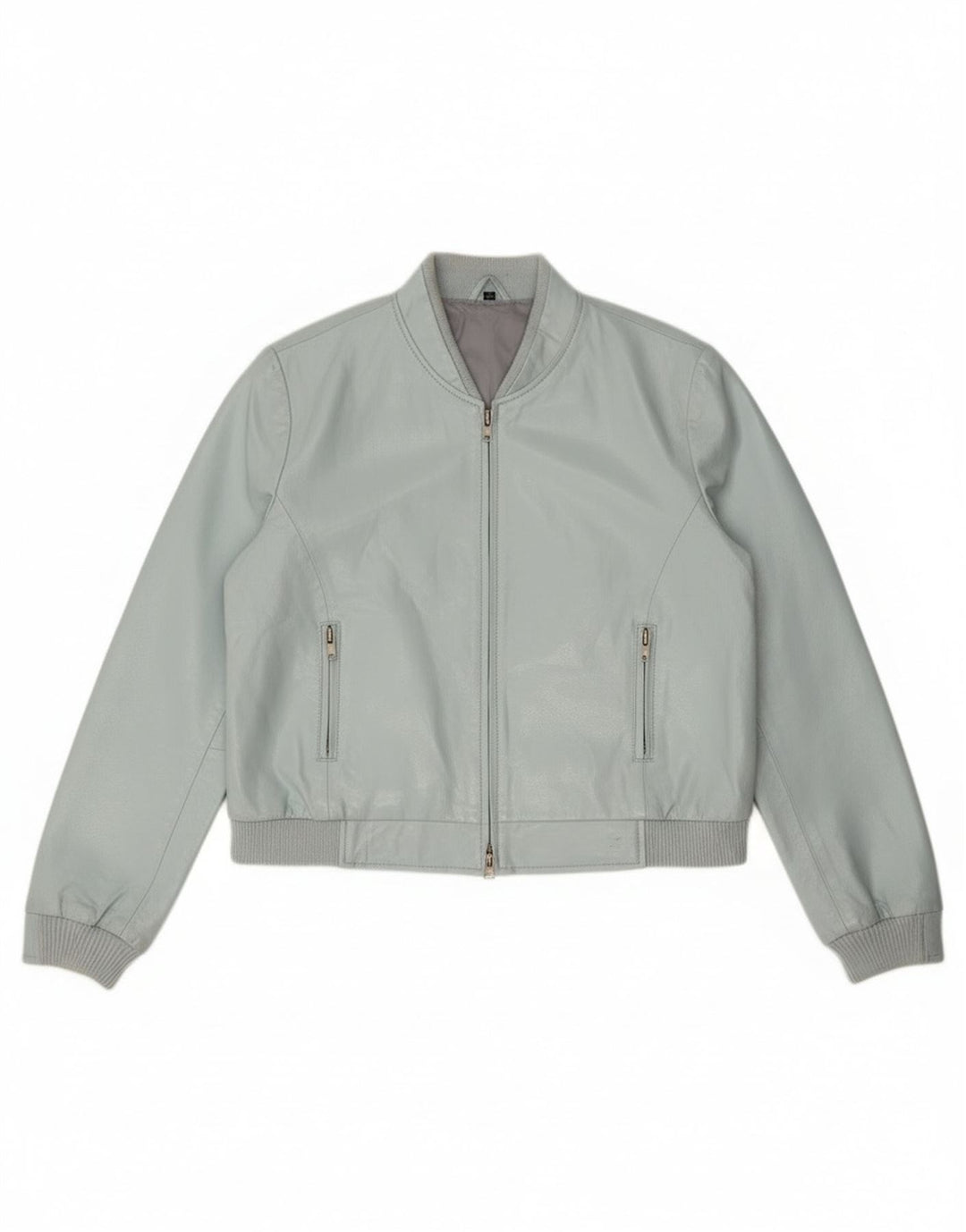 Jaqueta bomber feminina vintage de couro sintético IT 44 azul médio
