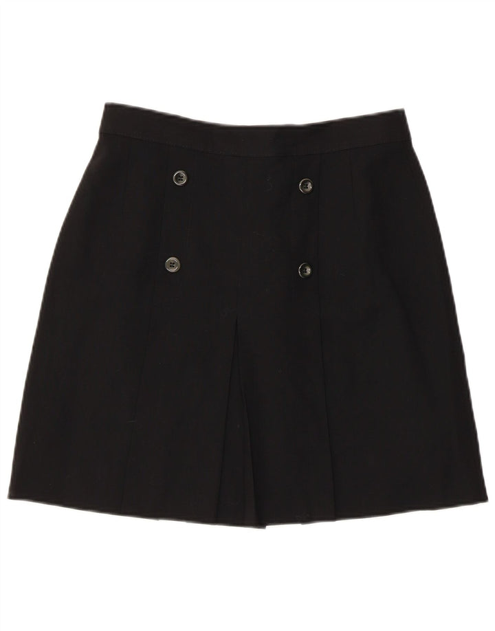 Mini saia feminina vintage IT 44 médio W28 lã virgem preta