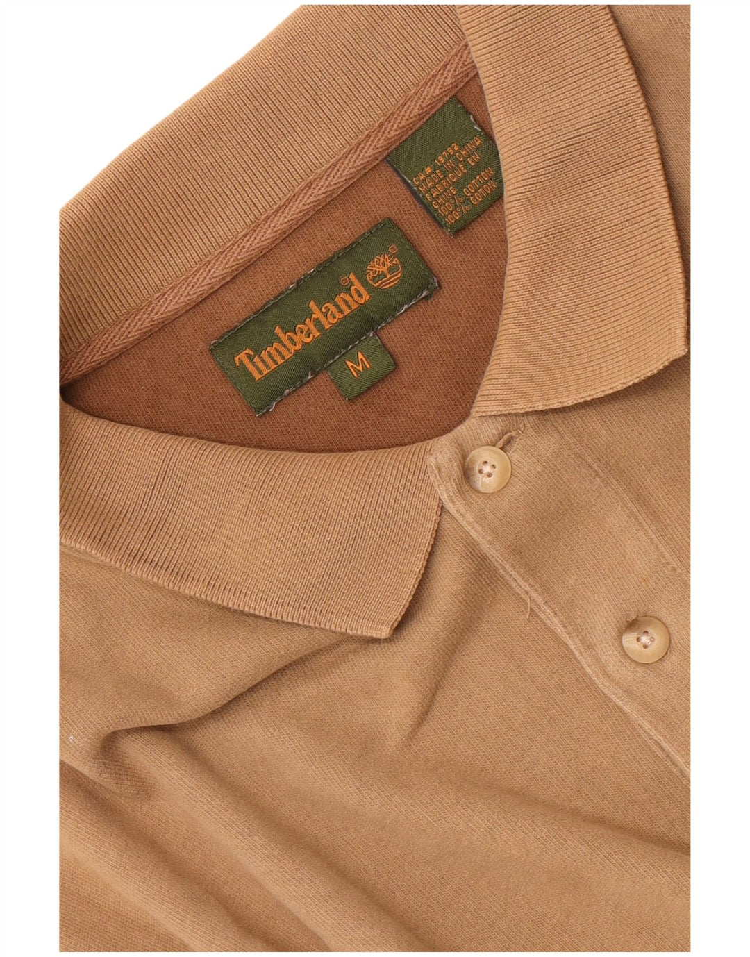 Camisa polo masculina de manga comprida Timberland médio algodão bege