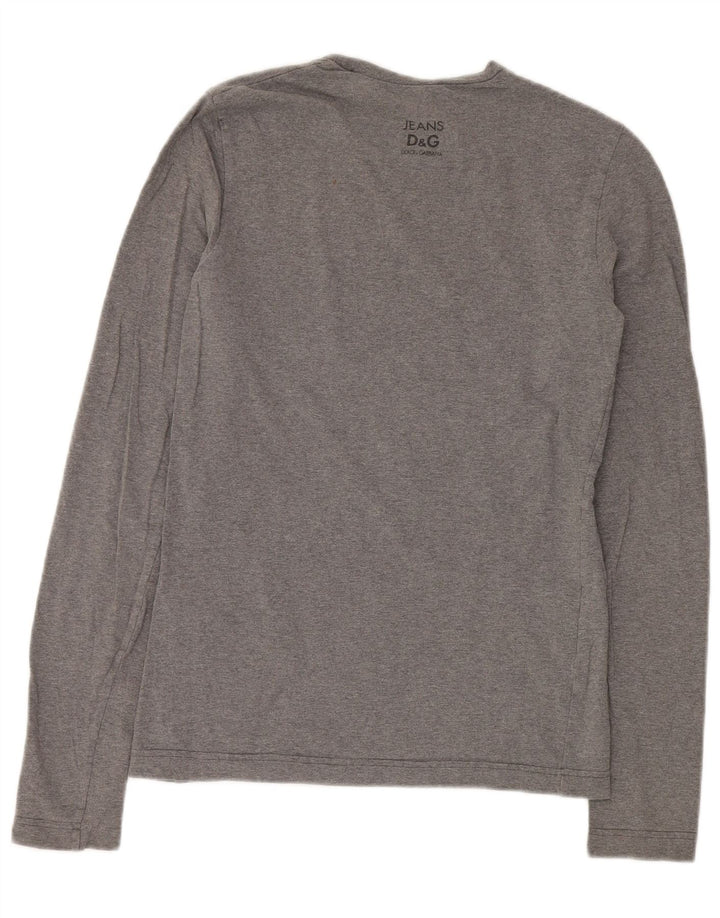 Top feminino Dolce & Gabbana manga comprida Reino Unido 12 algodão cinza médio