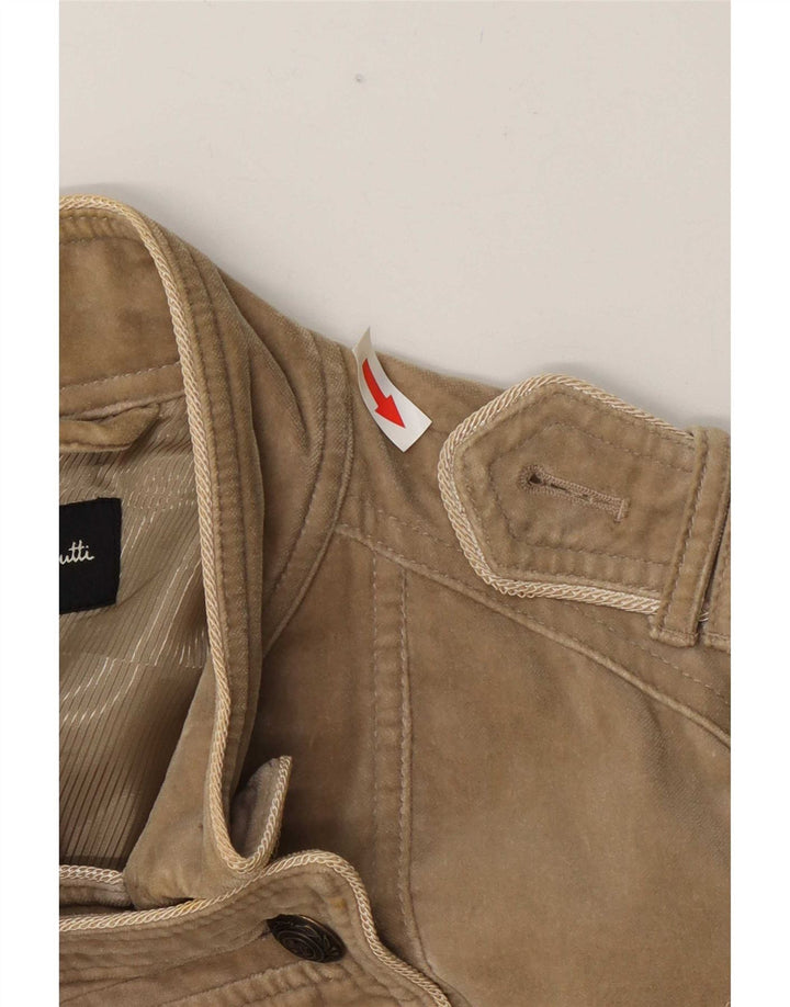 Jaqueta blazer militar feminina Massimo Dutti com peito duplo Reino Unido 18 XL bege