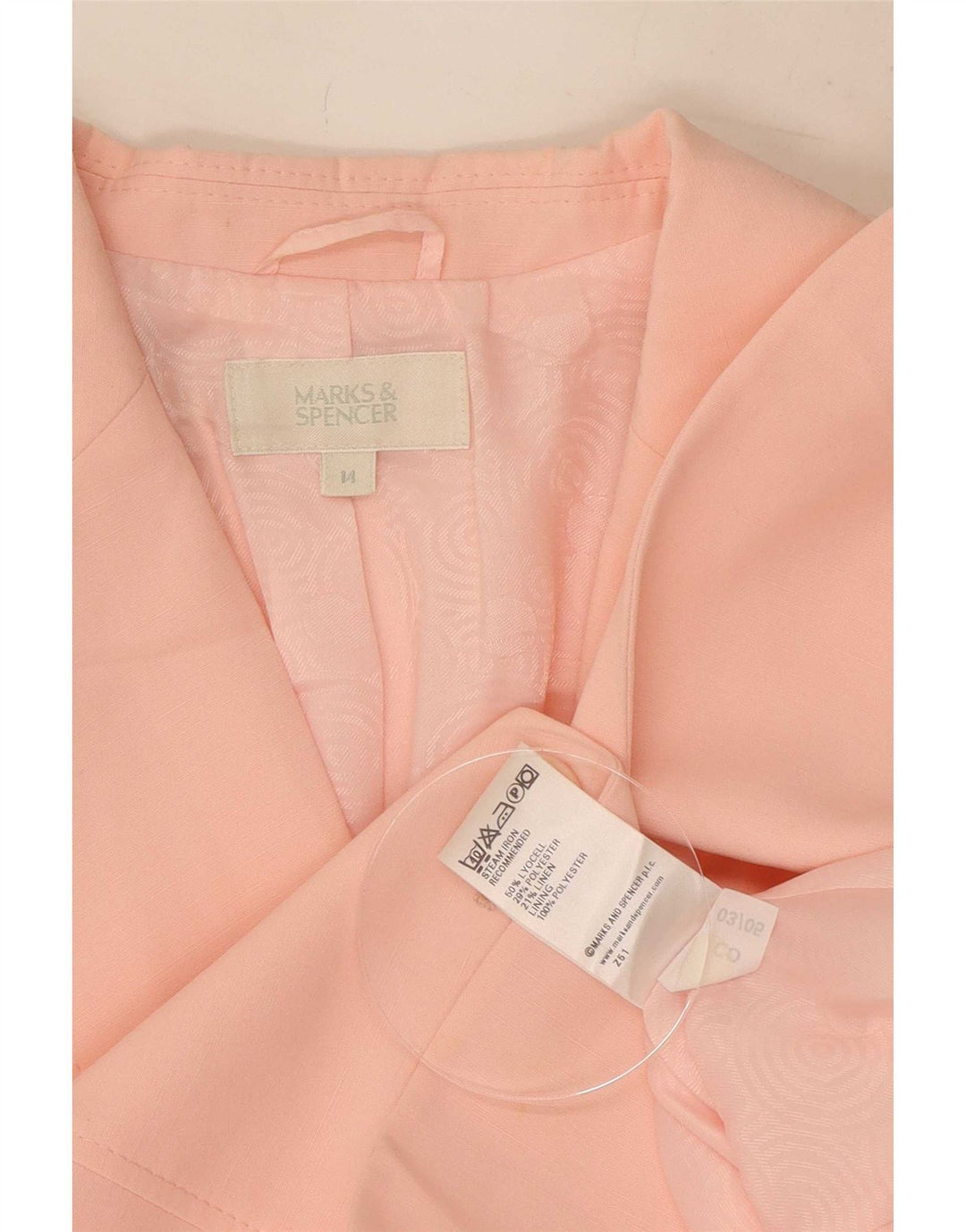 Jaqueta blazer feminina de 2 botões Marks & Spencer Reino Unido 14 grande rosa Lyocell