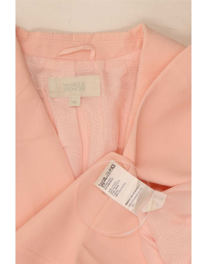 Jaqueta blazer feminina de 2 botões Marks & Spencer Reino Unido 14 grande rosa Lyocell