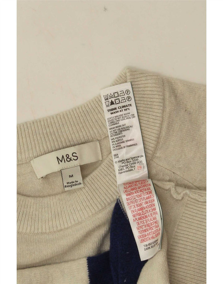 Suéter feminino Marks & Spencer com gola redonda e listrado azul médio UK 14