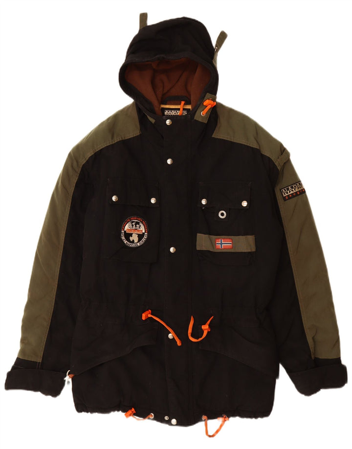 Jaqueta corta-vento masculina NAPAPIJRI com capuz UK 38 poliamida preta média