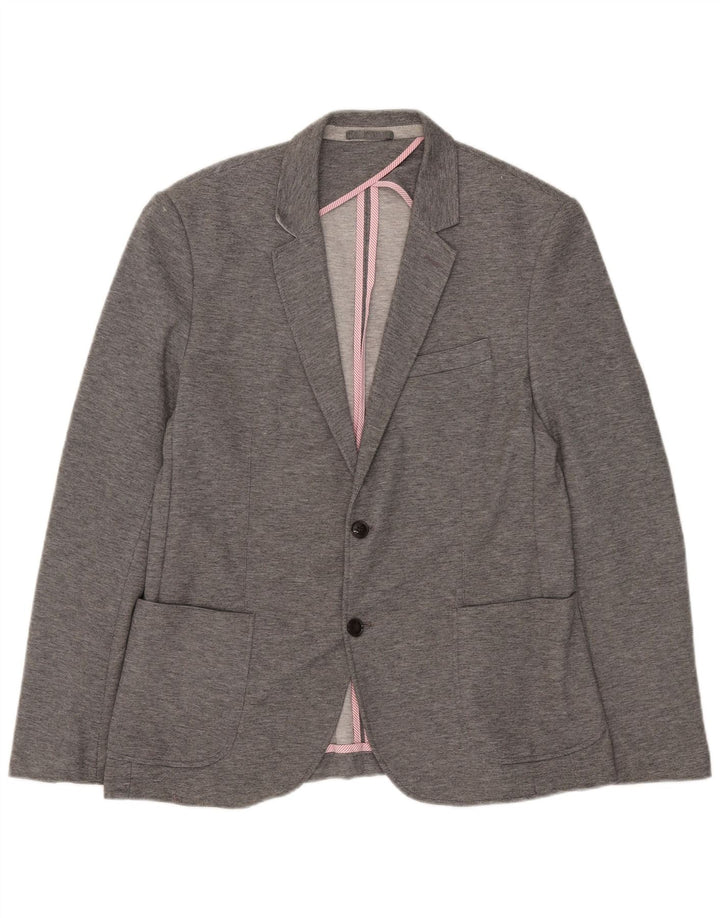 Jaqueta blazer masculina Zara com 2 botões EU 54 XL cinza poliéster