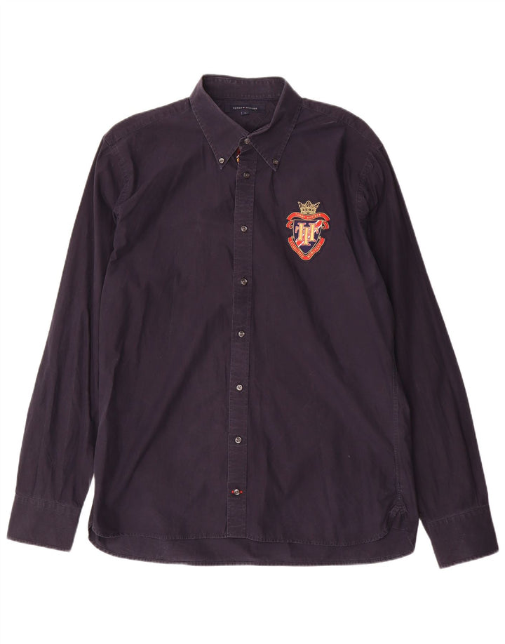 Camisa gráfica masculina Tommy Hilfiger grande algodão azul marinho