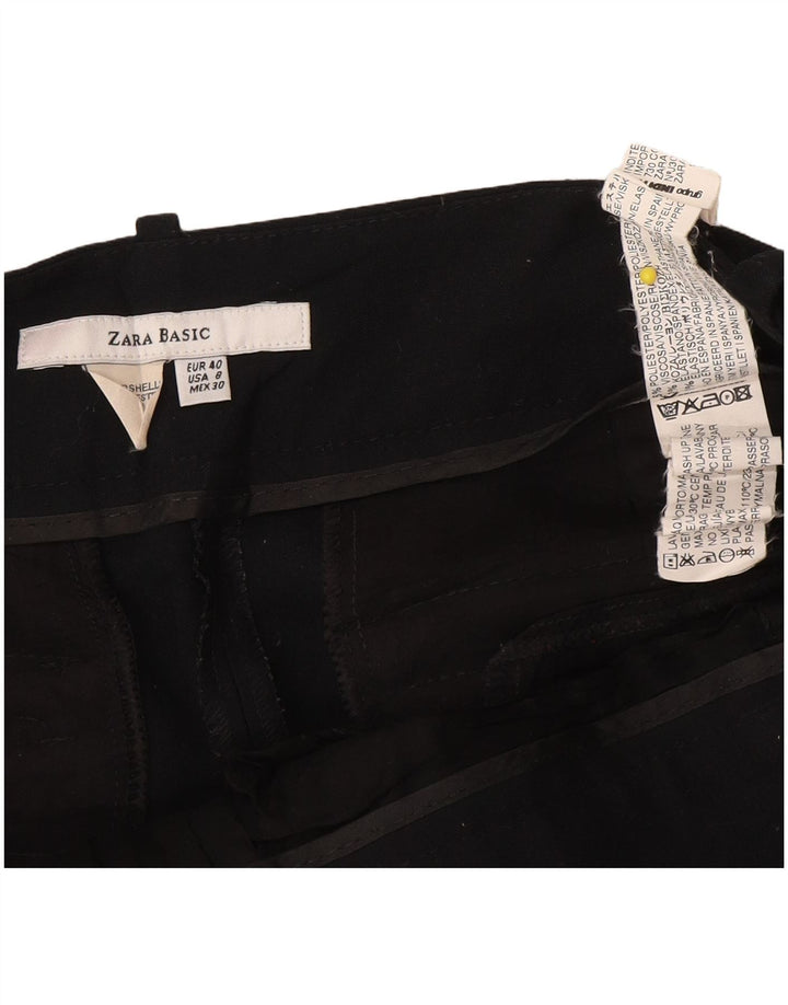 Zara Calça feminina Bootcut Chino EU 40 Médio W30 L28 Poliéster Preto
