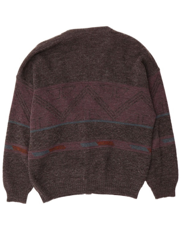 Angelo Litrico Suéter Cardigan Masculino UE 48/50 Acrílico Geométrico Cinza Médio