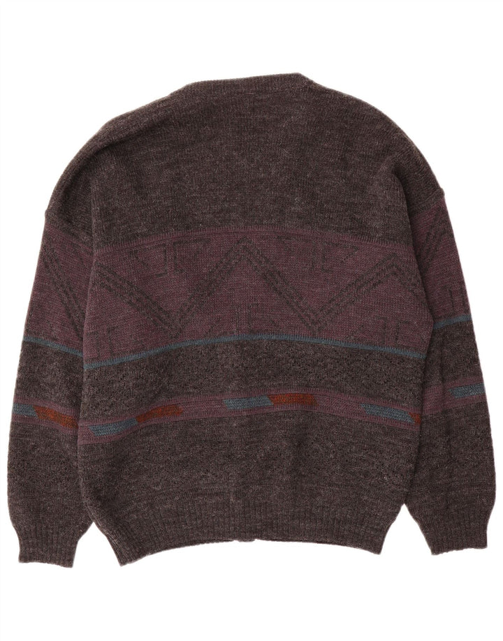 Angelo Litrico Suéter Cardigan Masculino UE 48/50 Acrílico Geométrico Cinza Médio
