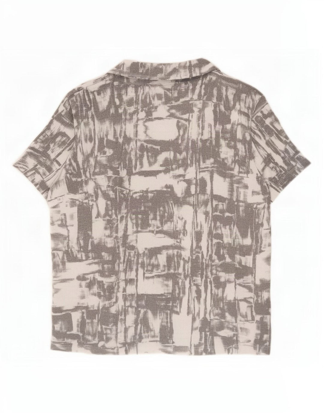 Camisa masculina Zara Abstract Pattern manga curta pequena cinza poliéster