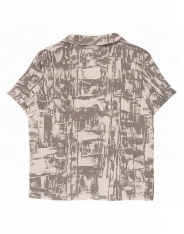 Camisa masculina Zara Abstract Pattern manga curta pequena cinza poliéster