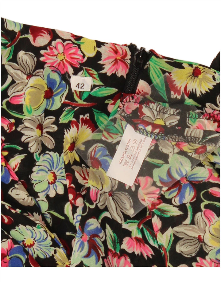 Vestido feminino VINTAGE manga comprida linha A IT 42 médio floral multicolorido