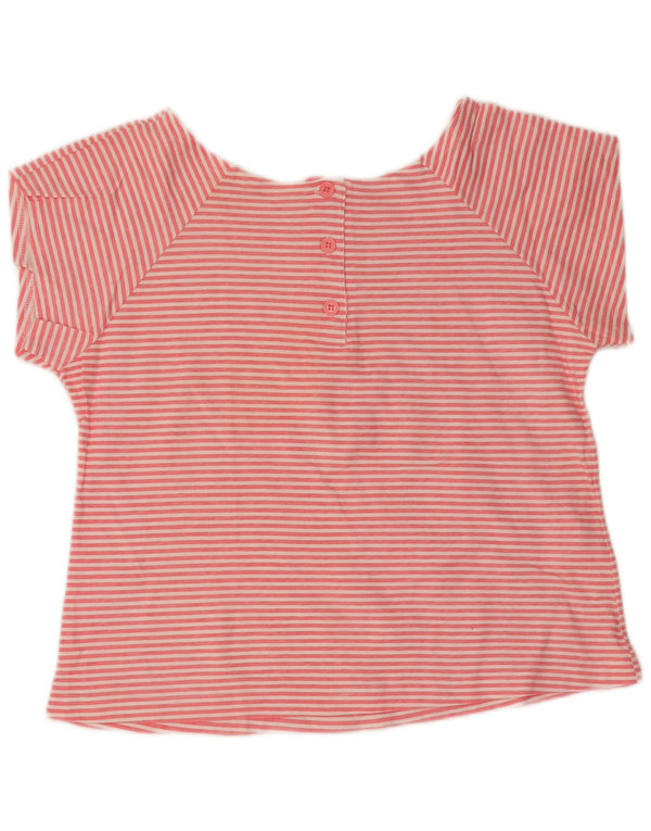 Camiseta feminina vintage UK 10 algodão listrado rosa pequeno