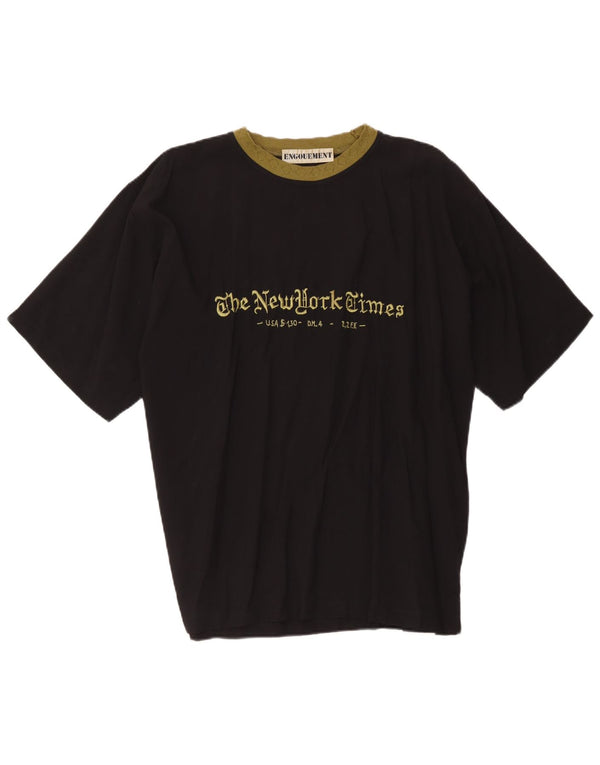 Camiseta gráfica masculina vintage grande viscose preta