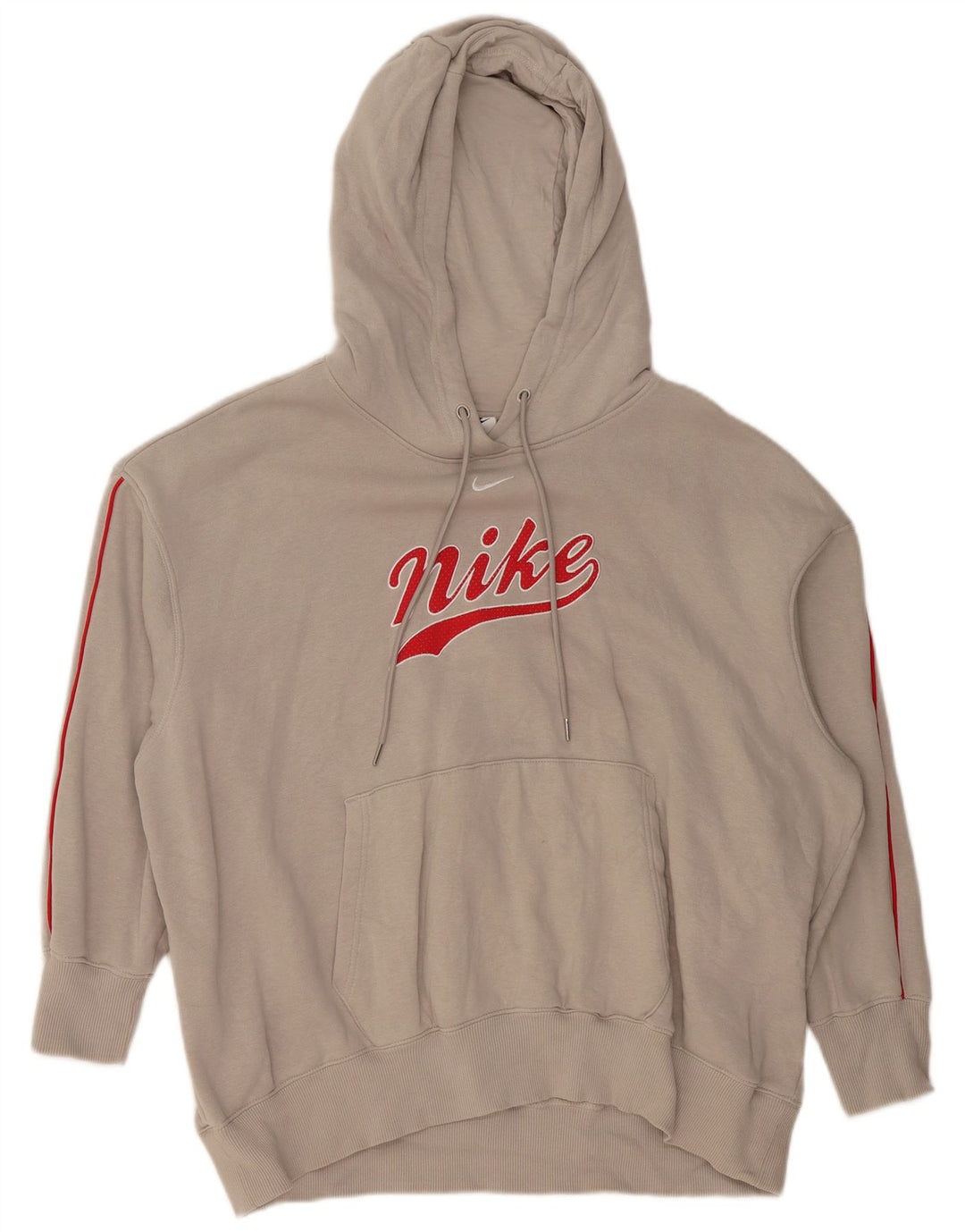 NIKE feminino oversized gráfico moletom com capuz UK 14 grande cinza algodão