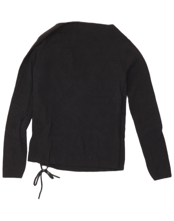 Top feminino Zara de manga comprida UK 14 grande viscose preta