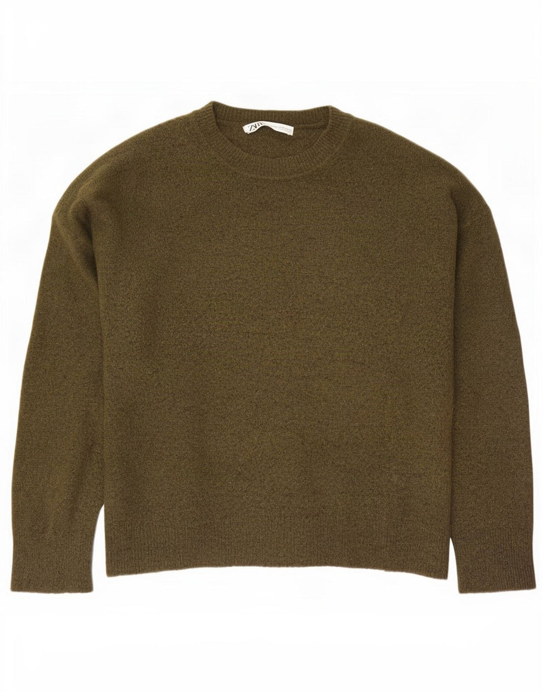Zara Suéter masculino com gola redonda XL Khaki Nylon