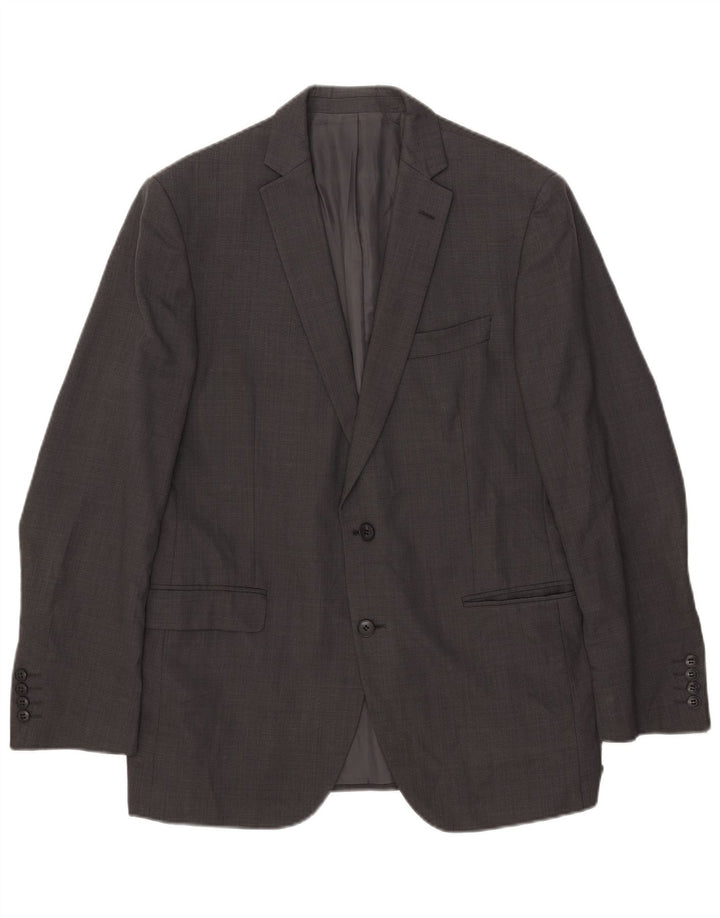 Jaqueta blazer masculina de 2 botões Marks & Spencer Reino Unido 42 grande lã cinza