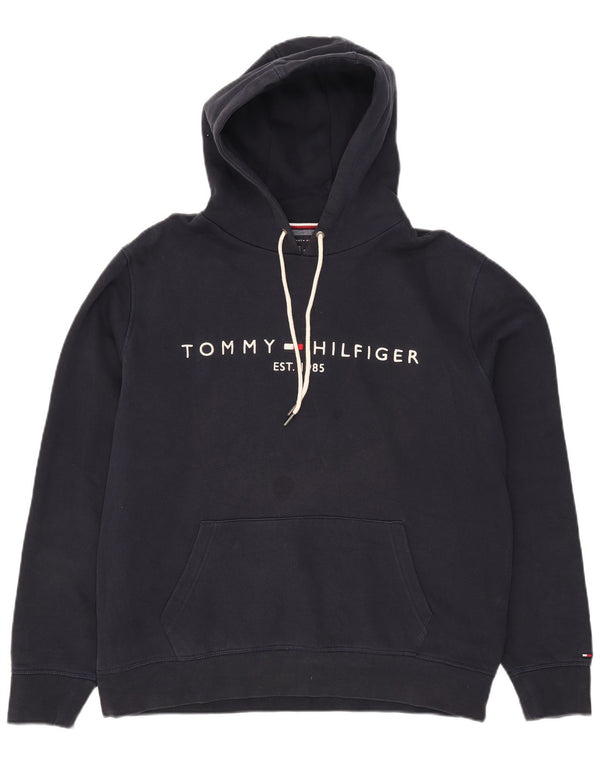 Tommy Hilfiger Mens Graphic Hoodie Jumper XL Azul Marinho Algodão